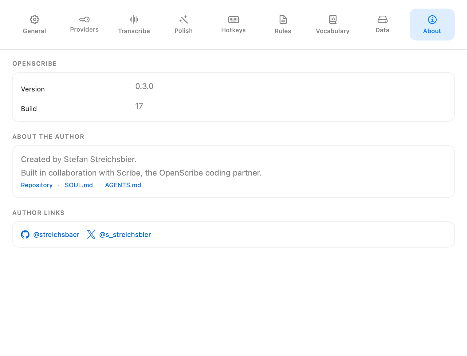 About settings tab